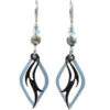 Silver Forest Light Blue Open Diamond Shape With Silver Plated Center Swirl Drop Earrings -Fashion Accessories Store NE 1770