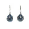 Silver Forest Blue Small Teardrop With Flower Layered Drop Earrings -Fashion Accessories Store NE 1821D