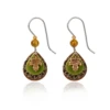Silver Forest Earrings Dainty Gold Leaf On Green Layers -Fashion Accessories Store NE 1856