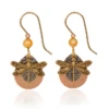 Silver Forest Earrings Gold Dragonfly On Layered Shapes Drop -Fashion Accessories Store NE 2048