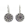 Silver Forest Purple Stone And Metal Flower Layered Drop Earrings -Fashion Accessories Store NE1963A