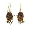 Silver Forest Hummingbird On Layered Mixed Metal Earrings -Fashion Accessories Store NE2051