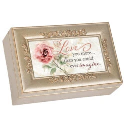 Love More Than You Could Imagine Woodgrain Embossed Jewelry Music Box