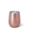 SWIG Shimmer Rose Gold Stemless Wine Cup 14 Oz. Stainless Steel And Insulated -Fashion Accessories Store S101 C14 RS