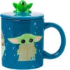 Star Wars Mandalorian The Child Bab Yoda Grogu 18 Oz Ceramic Mug With Sculpted Lid -Fashion Accessories Store SWM664KN