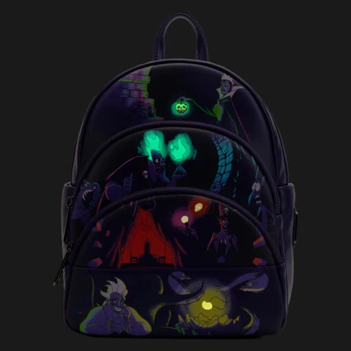 Disney Loungefly Villains Triple Pocket Glow In The Dark Mini Backpack - Image 2