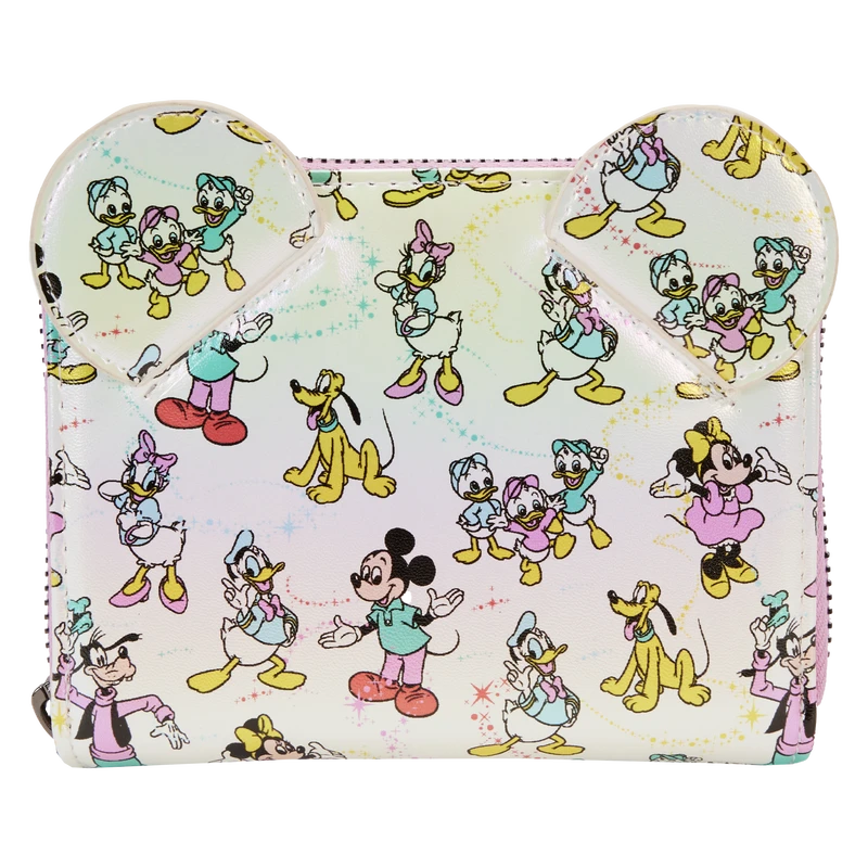 LOUNGEFLY Disney100 Mickey & Friends Classic All-Over Print Iridescent Zip Around Wallet 3 LOUNGEFLY Disney100 Mickey & Friends Classic All-Over Print Iridescent Zip Around Wallet