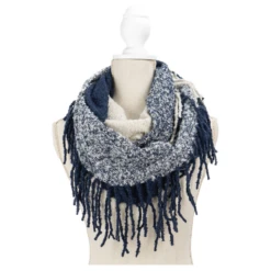 Fringe Benefits Colorblocked Infinity Scarf -Fashion Accessories Store blue