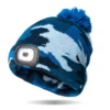 Blue Camo Kids Night Scope™ Rechargeable LED Light Beanie Pom Hat -Fashion Accessories Store bluecamo