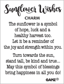 Sunflower Wishes Token Charm -Fashion Accessories Store er70948 ht
