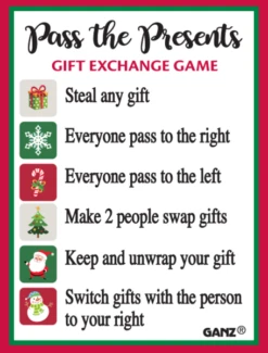 Pass The Presents White Elephant Gift Exchange Game Christmas Token Charm -Fashion Accessories Store ex20680 ht