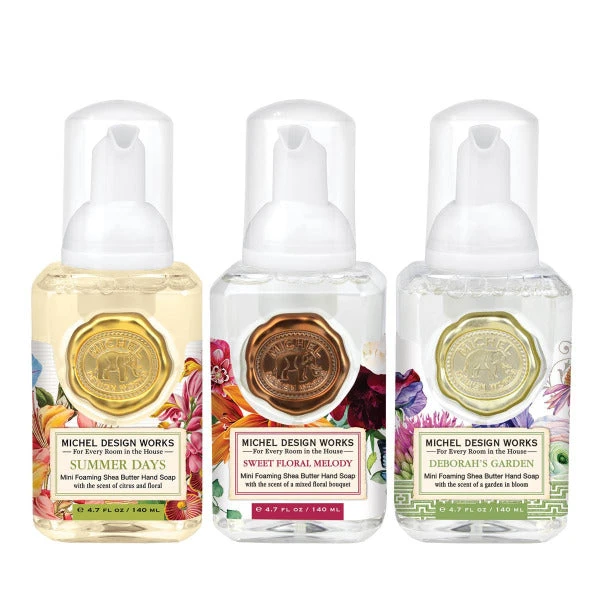 Michel Design Works Mini Foaming Hand Soap Set: Summer Days, Sweet Floral Melody, Deborah's Garden 3 Michel Design Works Mini Foaming Hand Soap Set: Summer Days, Sweet Floral Melody, Deborah's Garden