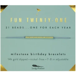 Lucky Feather Gold Bracelet Twenty-One Milestone Birthday