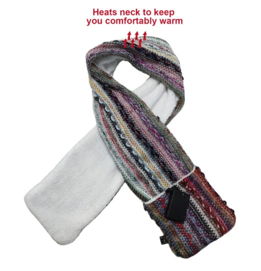 Unisex Multi-Color Heated Giving Scarf With Sherpa Lining And Pockets - Image 2