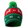Christmas Merry & Bright Flashing LED Light Holiday Pom Beanie Hat Red Green Fair Isle Deer -Fashion Accessories Store hatdeer